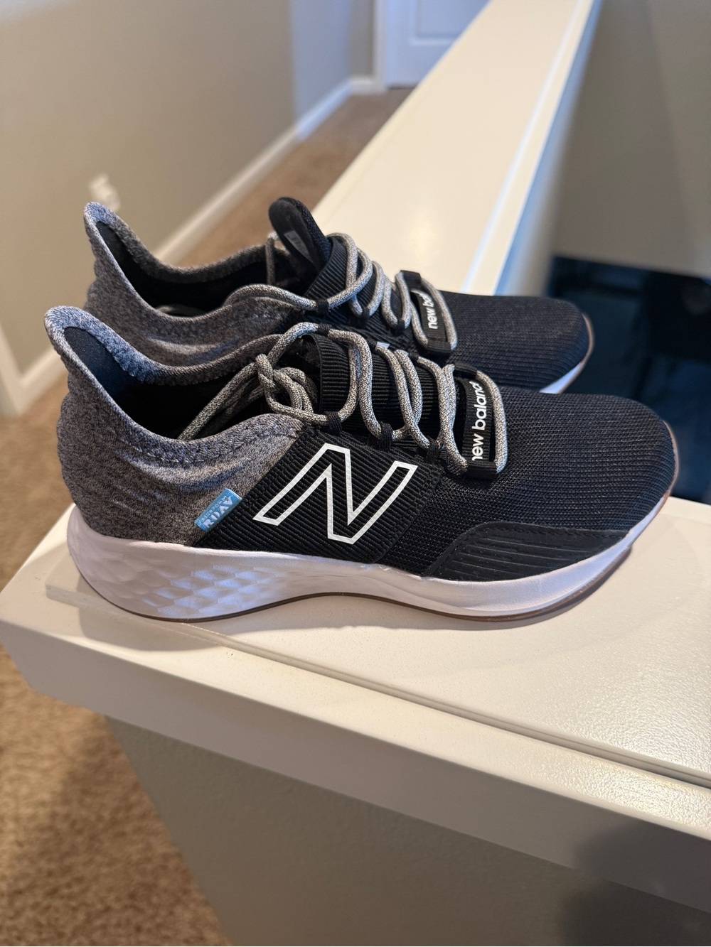 New Balance Kids Black & Gray Knit Lace-Up Sneakers